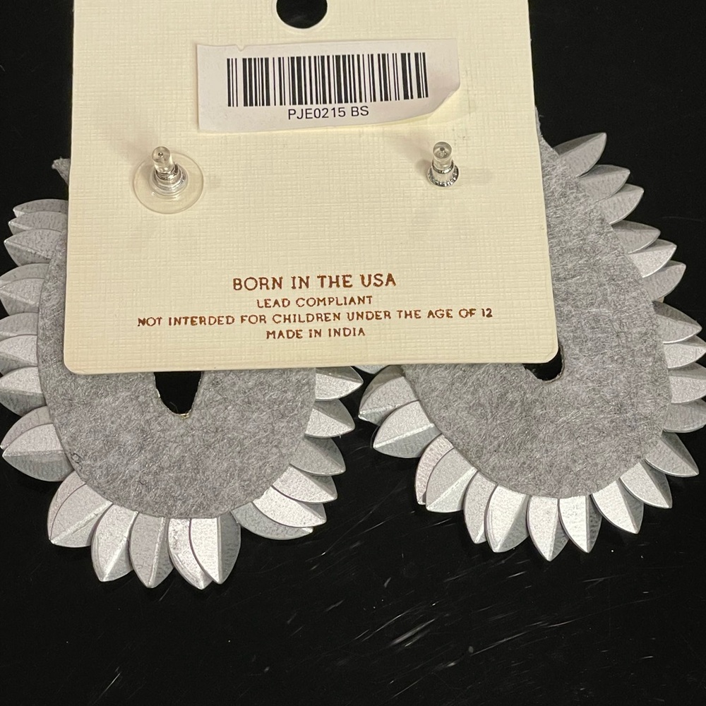 Gold and Silver Petal Earrings - Picture 4 of 4